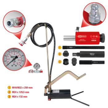 Hydraulik-Einheit 16t, mit Hydraulik-Pumpe und Manometer, 15-tlg