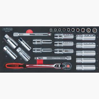 SCS CHROMEplus 1/4"-1/2'' Zündkerzen-Service-Satz, 27-tlg in 1/3 Systemeinlage