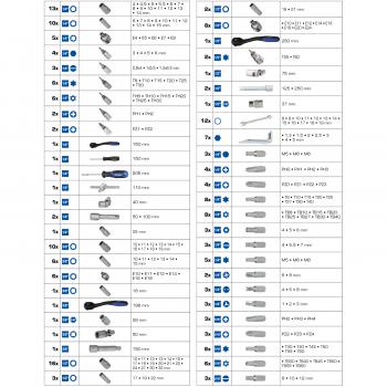 Steckschlüssel-Satz, 216-tlg, 1/4", 3/8", 1/2"