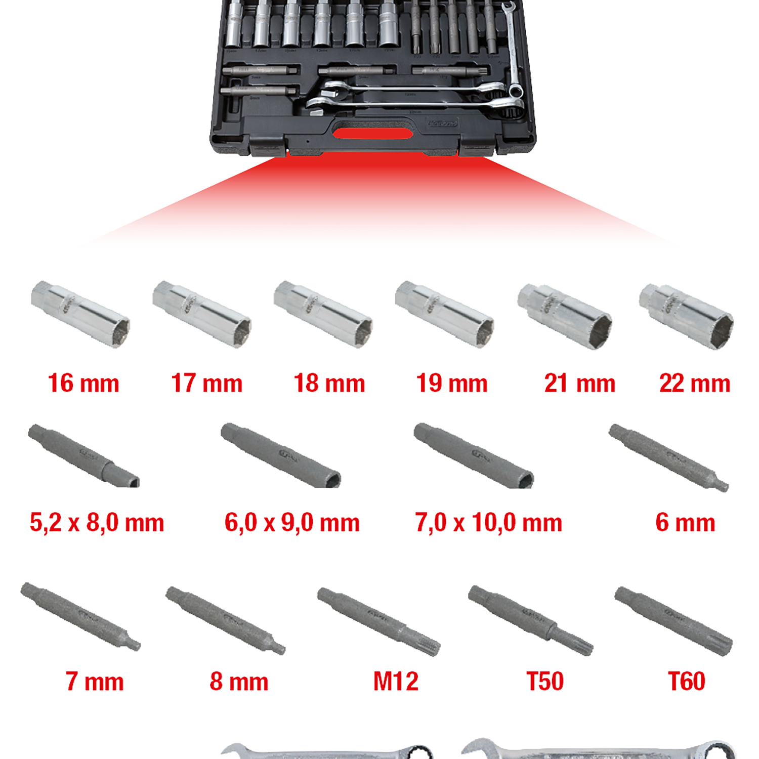Werkzeuge24 - KS Tools Premiumwerkzeuge - Universal Stoßdämpfer-Basis- Werkzeug-Satz, 18-tlg