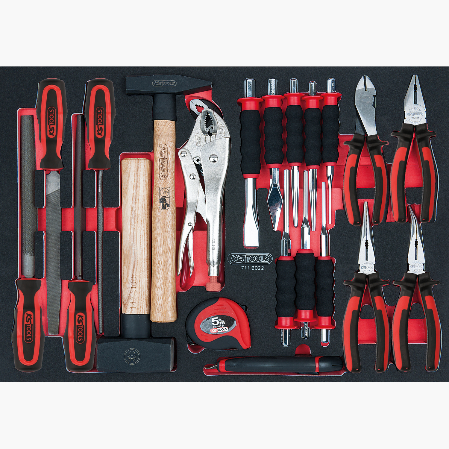Werkzeuge24 - KS Tools Premiumwerkzeuge - SCS Zangen-, Feilen- und  Durchtreiber-Satz, 22-tlg in 1/1 Systemeinlage
