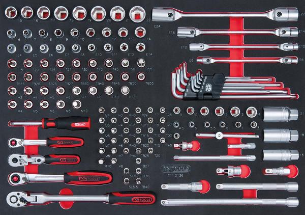 SCS 1/4"+3/8" Steckschlüssel-Satz, 136-tlg. in 1/1 Systemeinlage