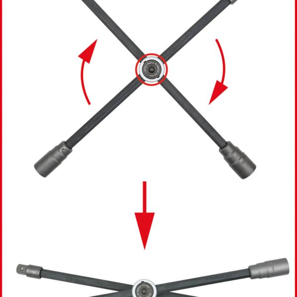 Rad-Kreuzschlüssel mit Gleitgelenk für NKW, 3/4"x24x27x32mm