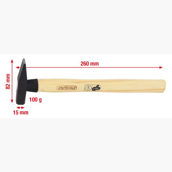 Schlosserhammer mit Hickorystiel, 100g