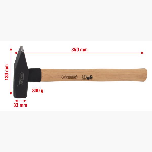 Schlosserhammer mit Hickorystiel, 800g