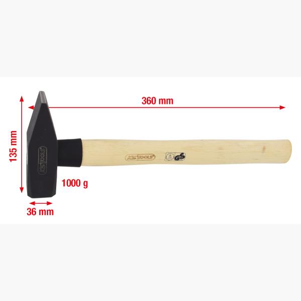 Schlosserhammer mit Hickorystiel, 1000g