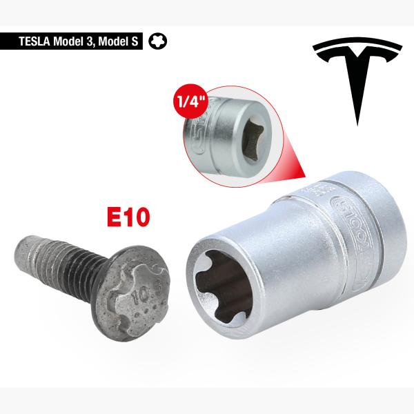 1/4" Spezial-Profil-Stecknuss für Tesla, E10