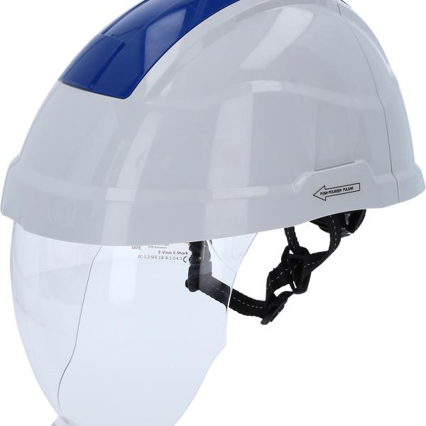 Arbeits-Schutzhelm mit Gesichtsschutz, blau
