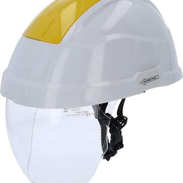 Arbeits-Schutzhelm mit Gesichtsschutz, gelb
