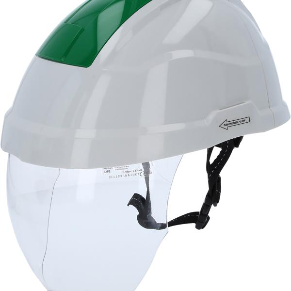 Arbeits-Schutzhelm mit Gesichtsschutz, grün