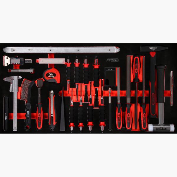 Hammer- / Meißel- / und Messwerkzeug-Satz in Schaumstoffeinlage, 36-tlg