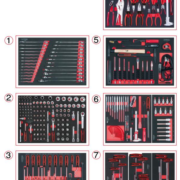 Universal-Systemeinlagen-Satz für 7 Schubladen mit 269 Premium-Werkzeugen