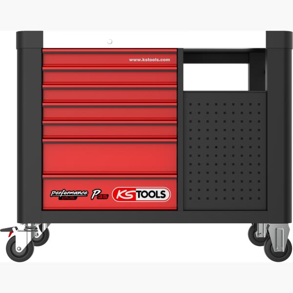 PERFORMANCEplus P35 SCHWARZ/ROT Werkstattwagen mit 12 Schubladen