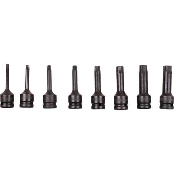 1/2" Kraft Bit-Stecknuss Satz, Torx, 8-tlg, T30 - T80