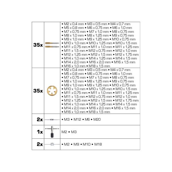 TiN Gewindeschneidwerkzeug-Satz, 110-tlg